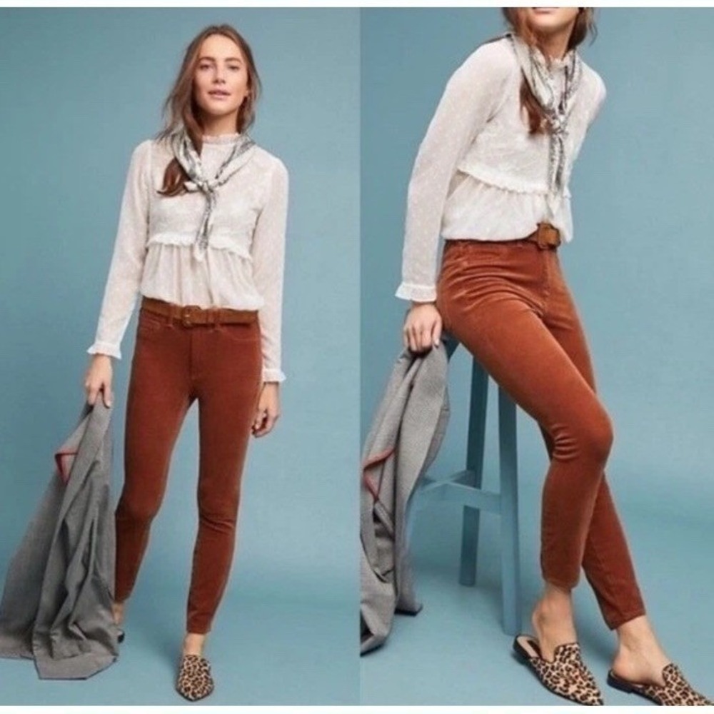 Anthropologie Pilcro Brown High Rise Skinny Corduroy Pants Size 28 - Picture 2 of 10